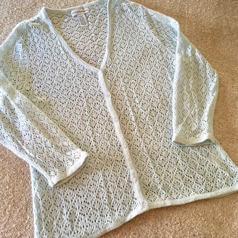 Light Blue Open Knit Cardigan